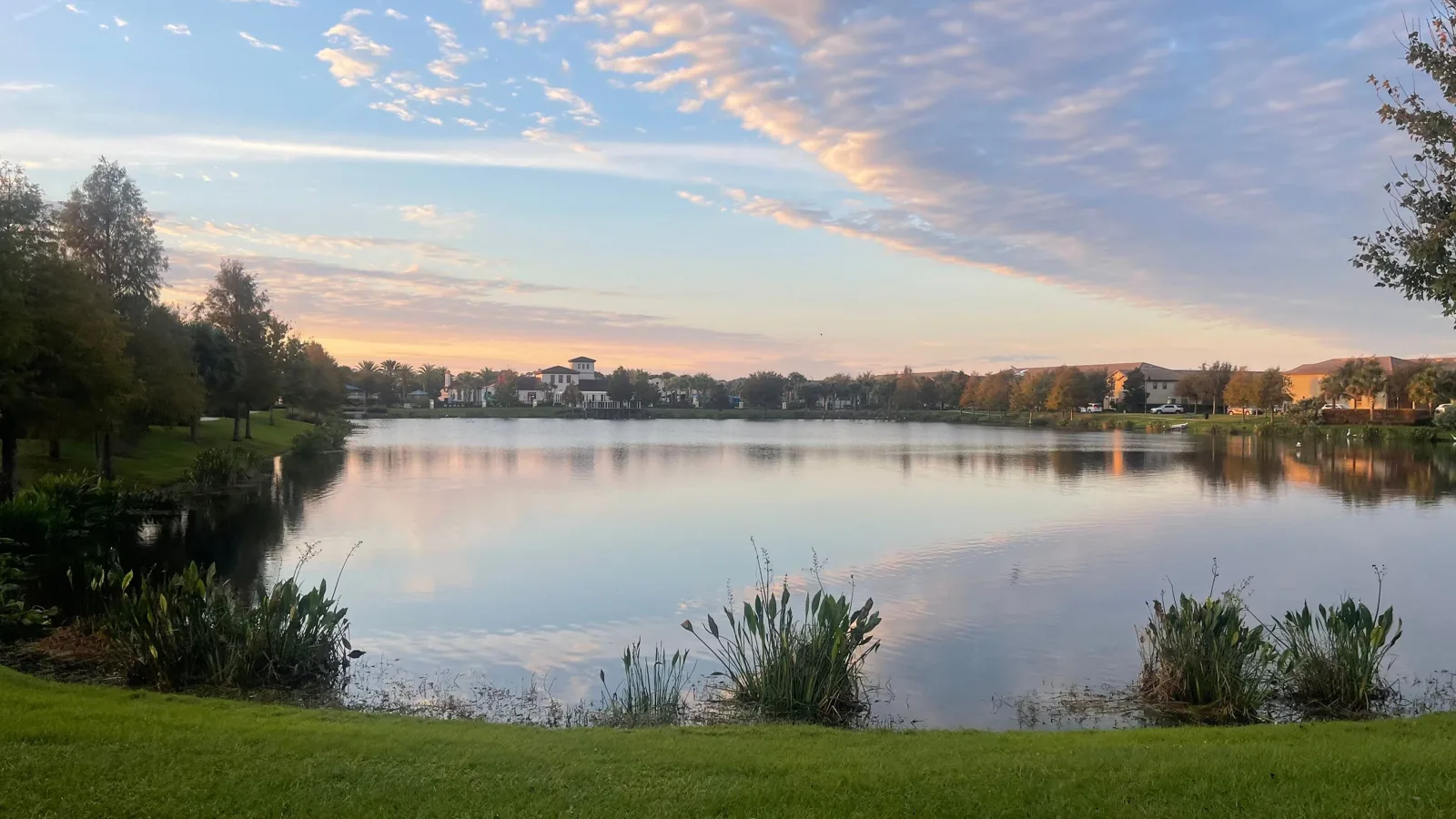 Evening lake view at Windsor at Westside